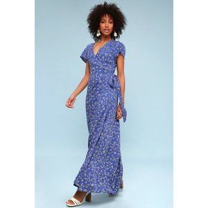 Revolve amuse society Summer Safari blue coast floral maxi wrap cottage core XS